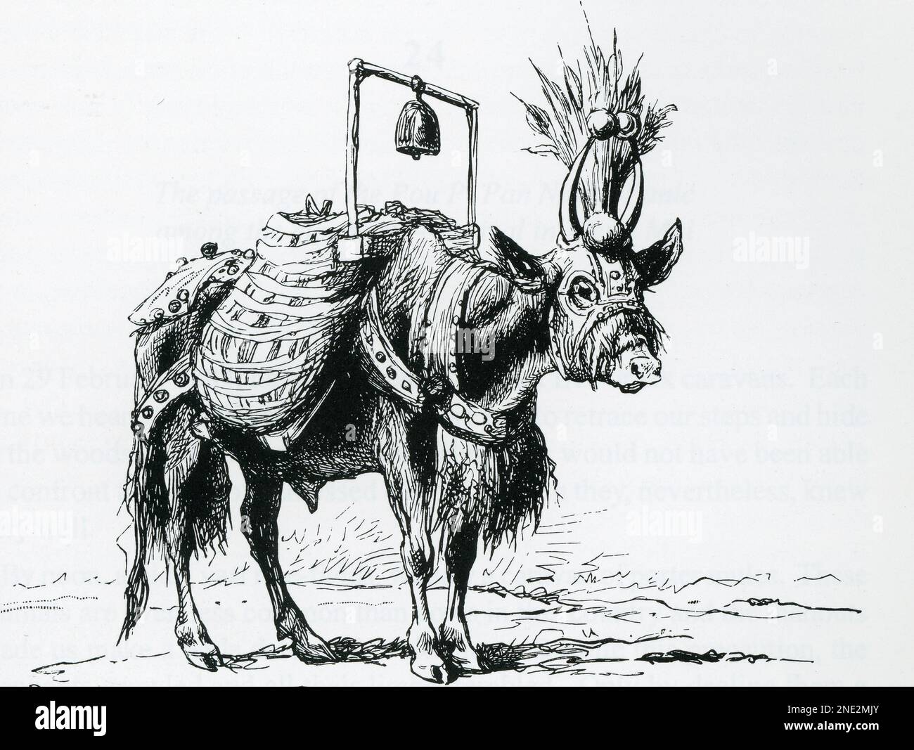 Führendes Bullock in einem Wohnwagen in Laos; Skizze von Eugene Burnand (c.1882) Stockfoto