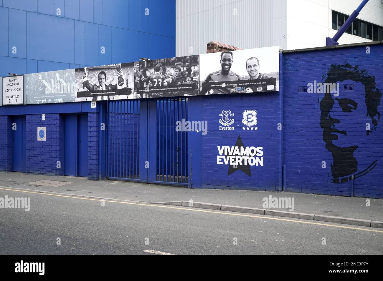 Die Heimat des Everton FC Goodison Park. Stockfoto