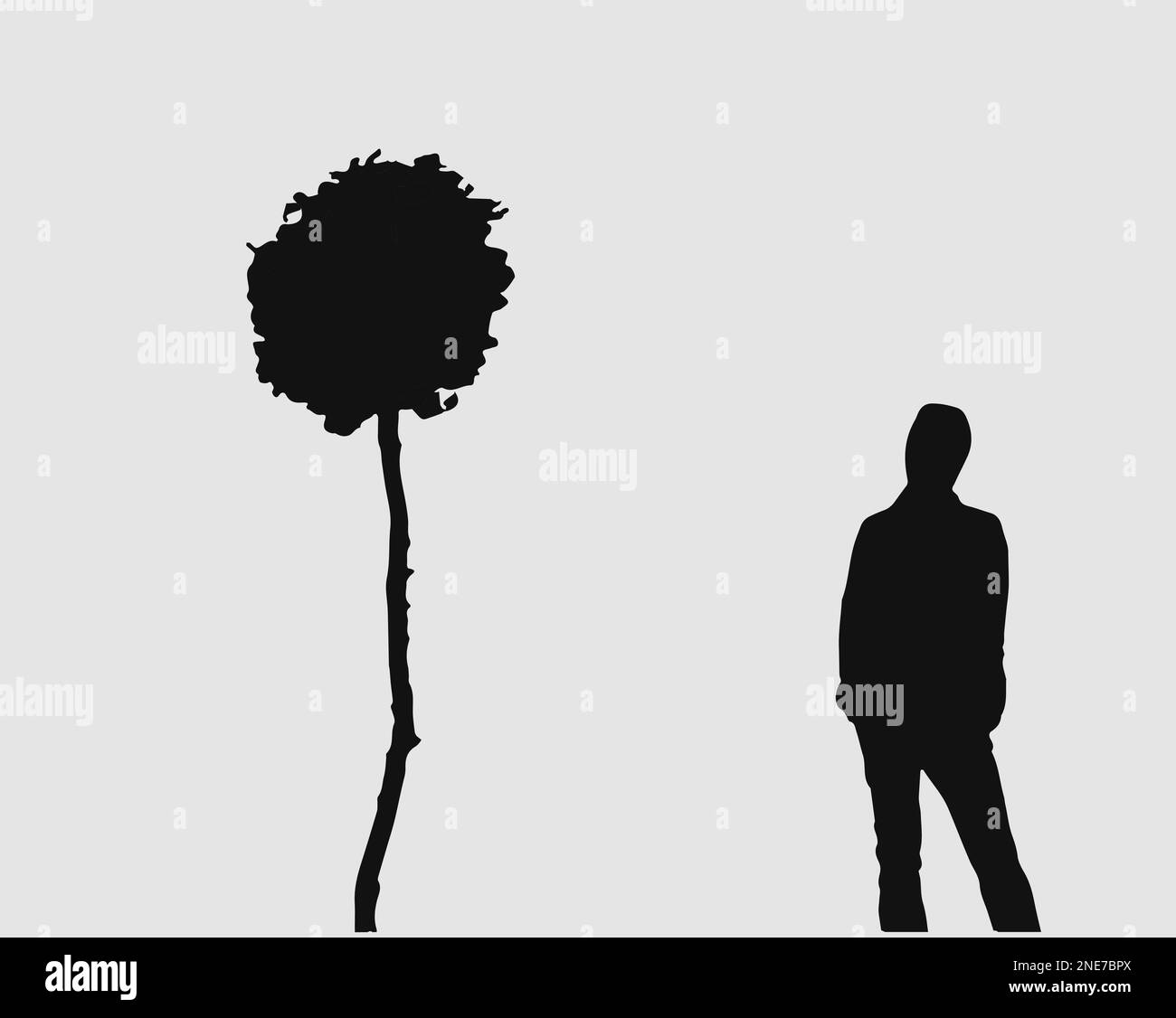 Mann und Baum, schwarze Silhouetten Stock Vektor
