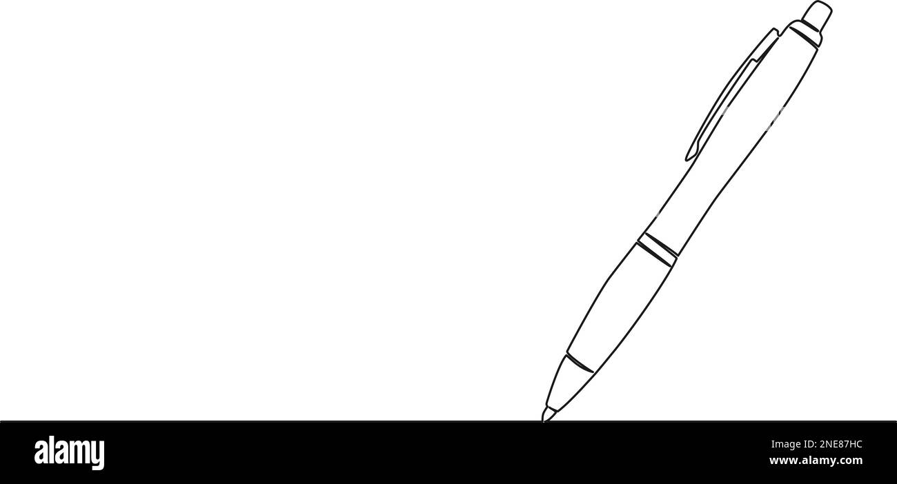 Durchgehende einzeilige Zeichnung eines Kugelschreibers, Strichgrafiken-Vektordarstellung Stock Vektor