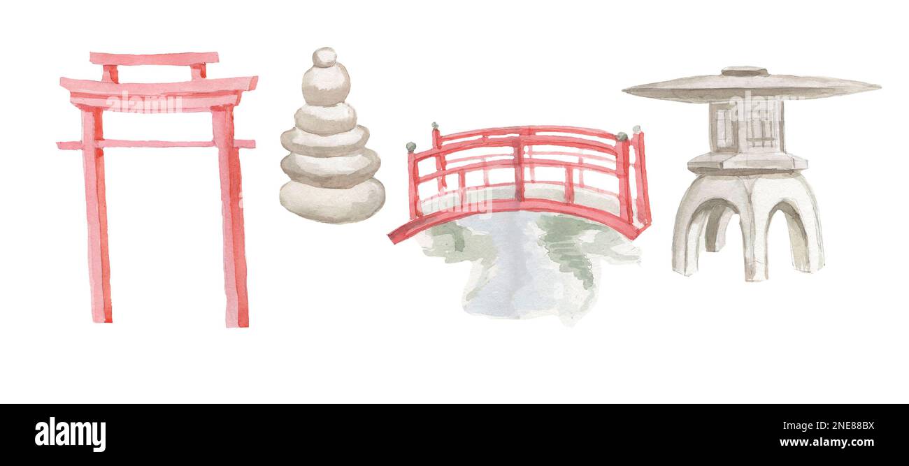 Koi Fish Japanische Gärten Teich Steine Laterne Tor Roter Felsgarten Antike Kultur und Geschichte. Zen Yoga harmonische Stimmung Ostalgen und Wasserlilien Stockfoto