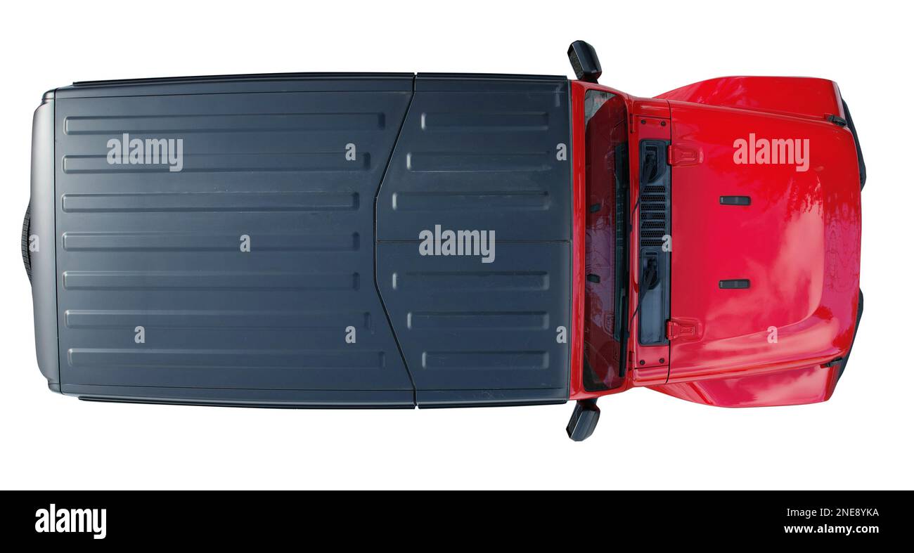 Sauberes Dach eines Offroad-Autos über der oberen Drohne, abgeschirmter Blick Stockfoto