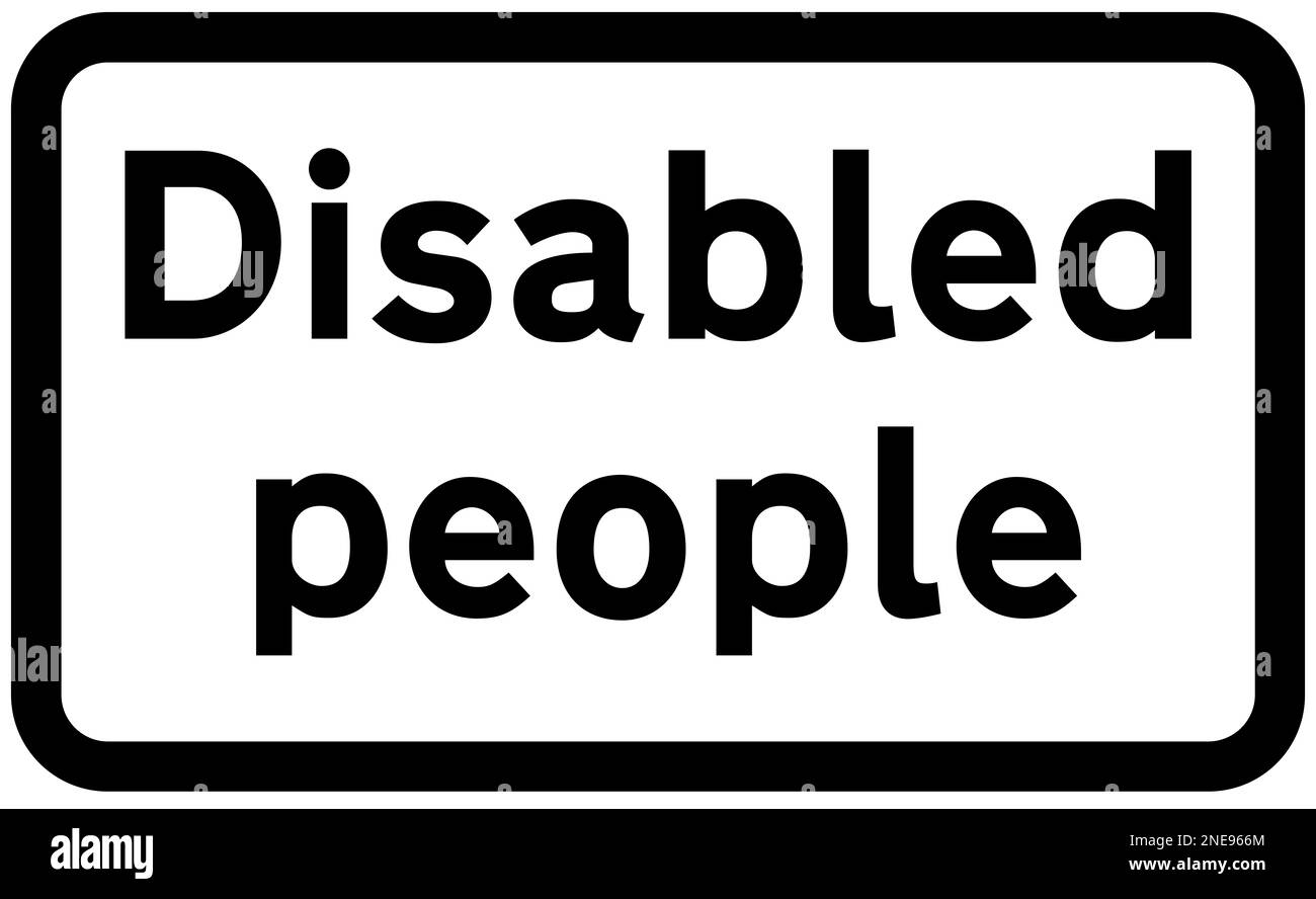 Behinderte Menschen, britisches Straßenschild Stockfoto