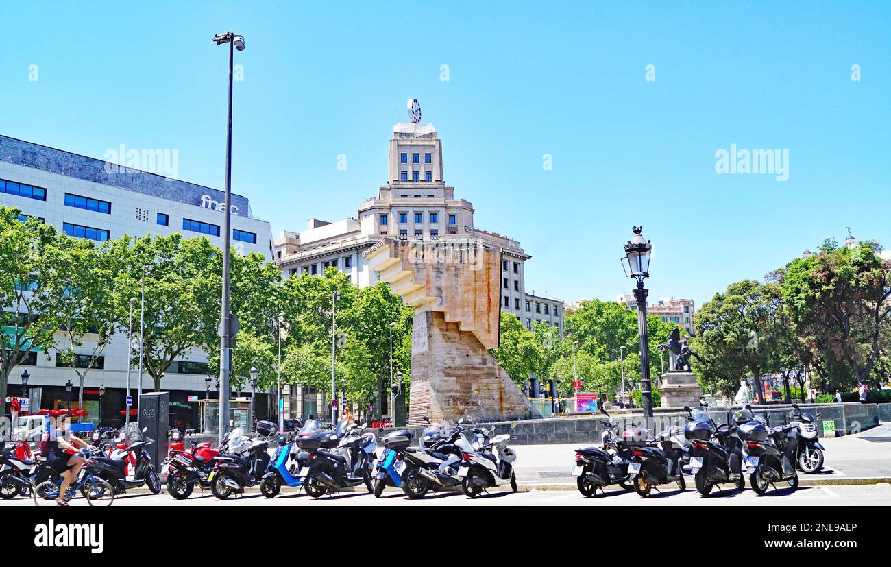 Denkmal für Francesc Macia auf der Plaza de Catalunya in Barcelona, Katalonien, Spanien, Europa Stockfoto