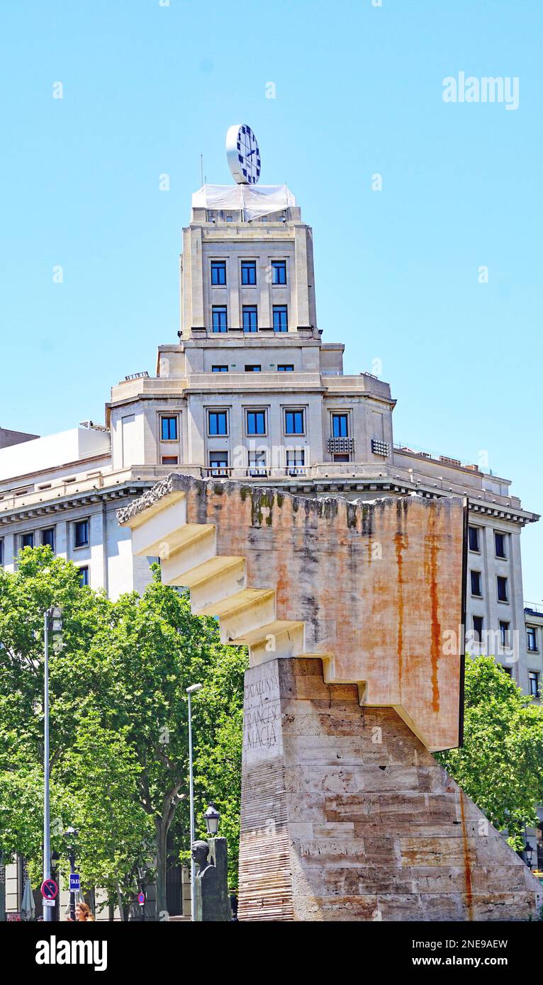 Denkmal für Francesc Macia auf der Plaza de Catalunya in Barcelona, Katalonien, Spanien, Europa Stockfoto