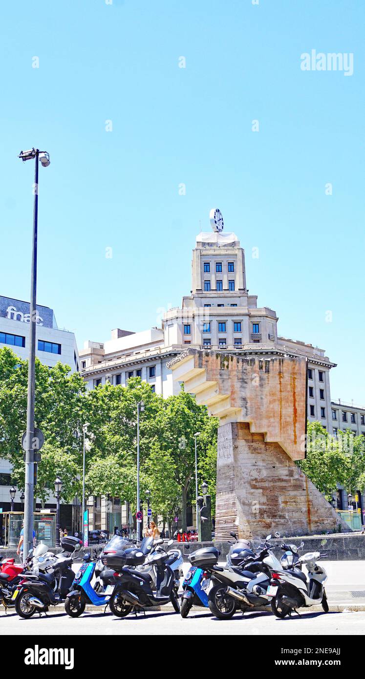 Denkmal für Francesc Macia auf der Plaza de Catalunya in Barcelona, Katalonien, Spanien, Europa Stockfoto
