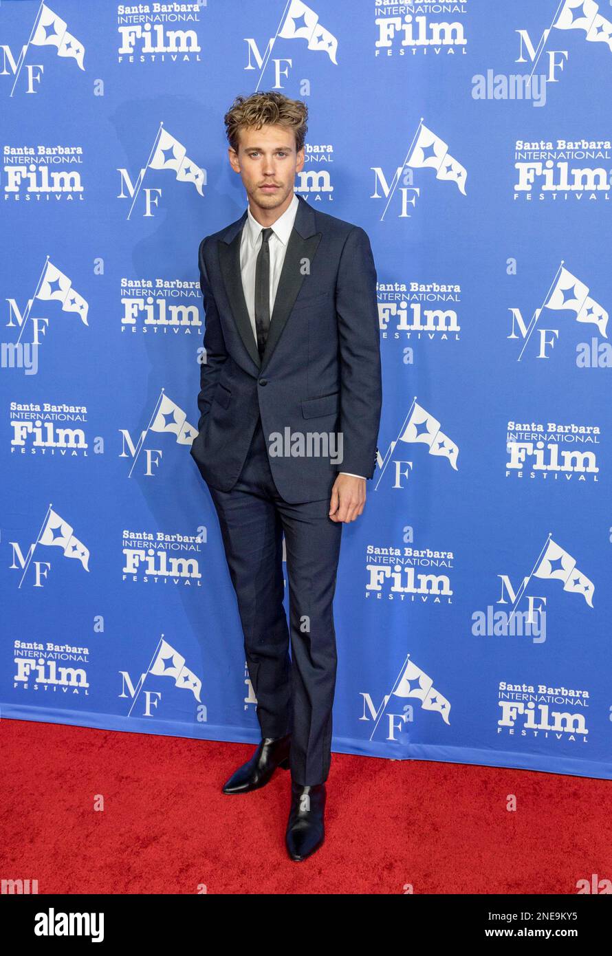 Santa Barbara, USA. 15. Februar 2023. Austin Butler kommt am 15. Februar 2023 beim Santa Barbara International Film Festival 2023 an und erhält den Virtuosos Award im Arlington Theatre in Santa Barbara, Kalifornien. (Foto: Rod Rolle/Sipa USA) Guthaben: SIPA USA/Alamy Live News Stockfoto