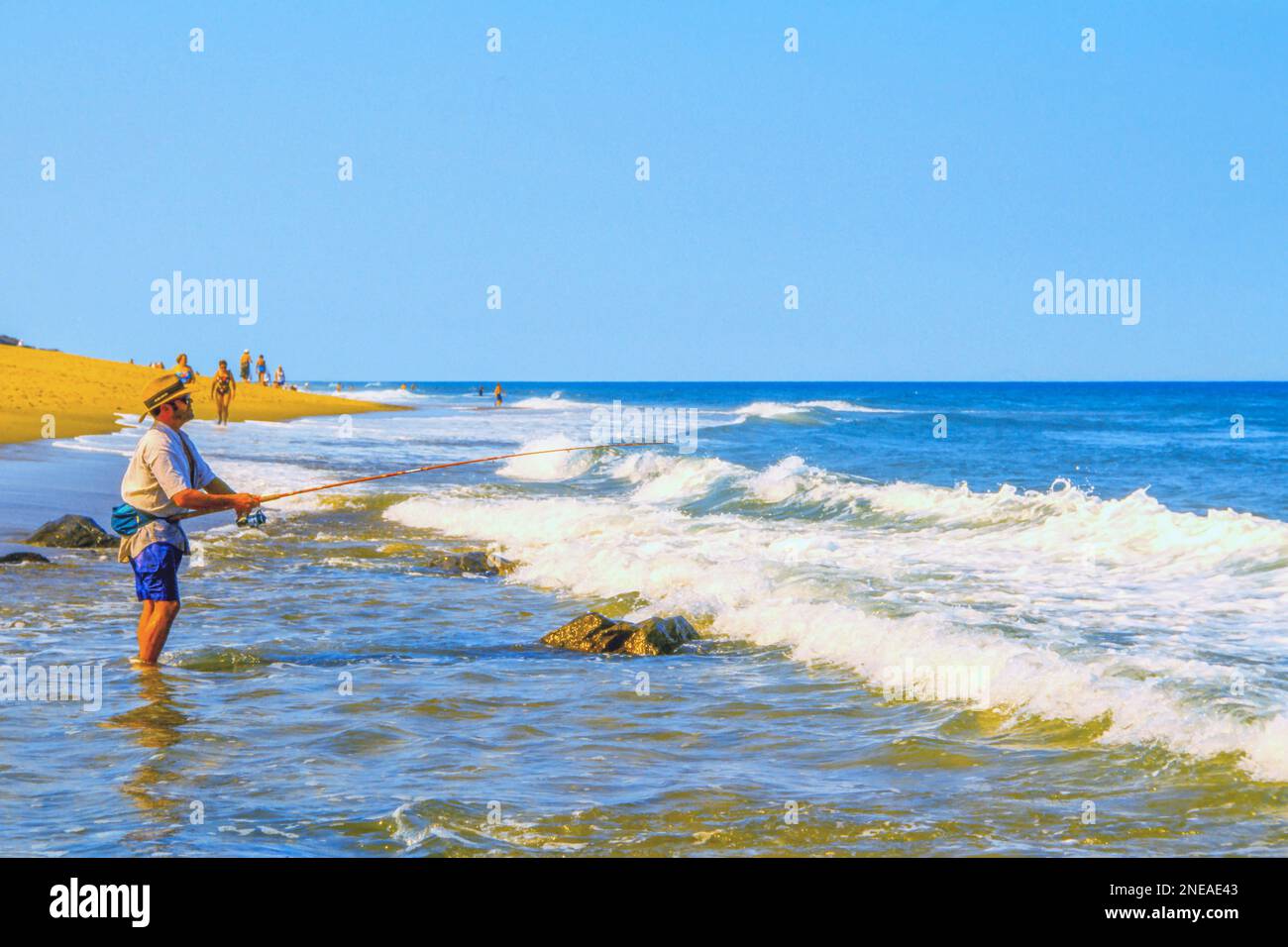 Surf Casting. Cape Cod National Seashore. Strand Der Küstenwache. Eastham, Massachusetts. Cape Cod. Stockfoto