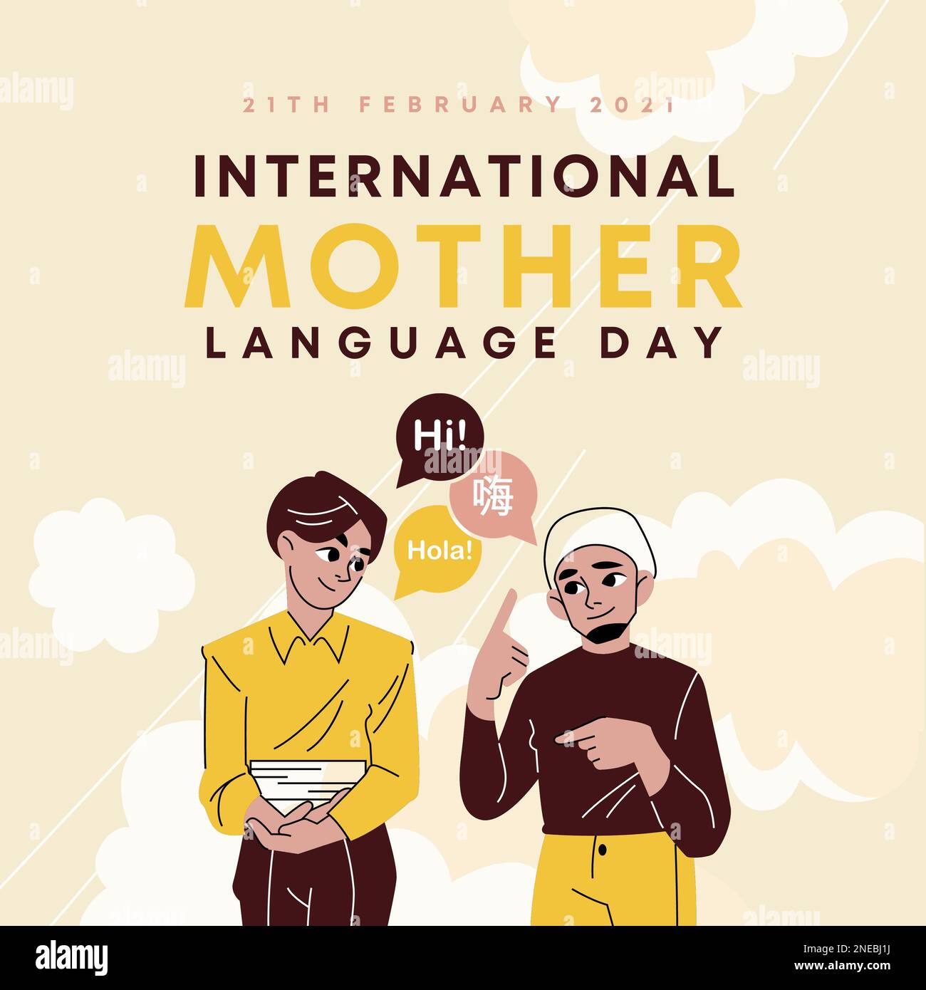 Wir feiern die Vielfalt der Muttersprachen am Weltsprachentag Stockfoto