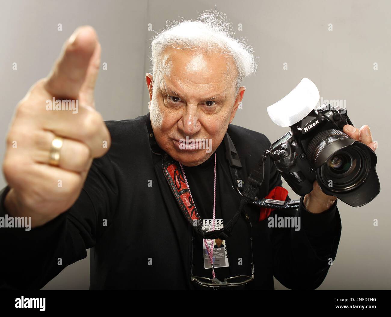Ron Galella, the subject of the documentary Smash His Camera, poses for