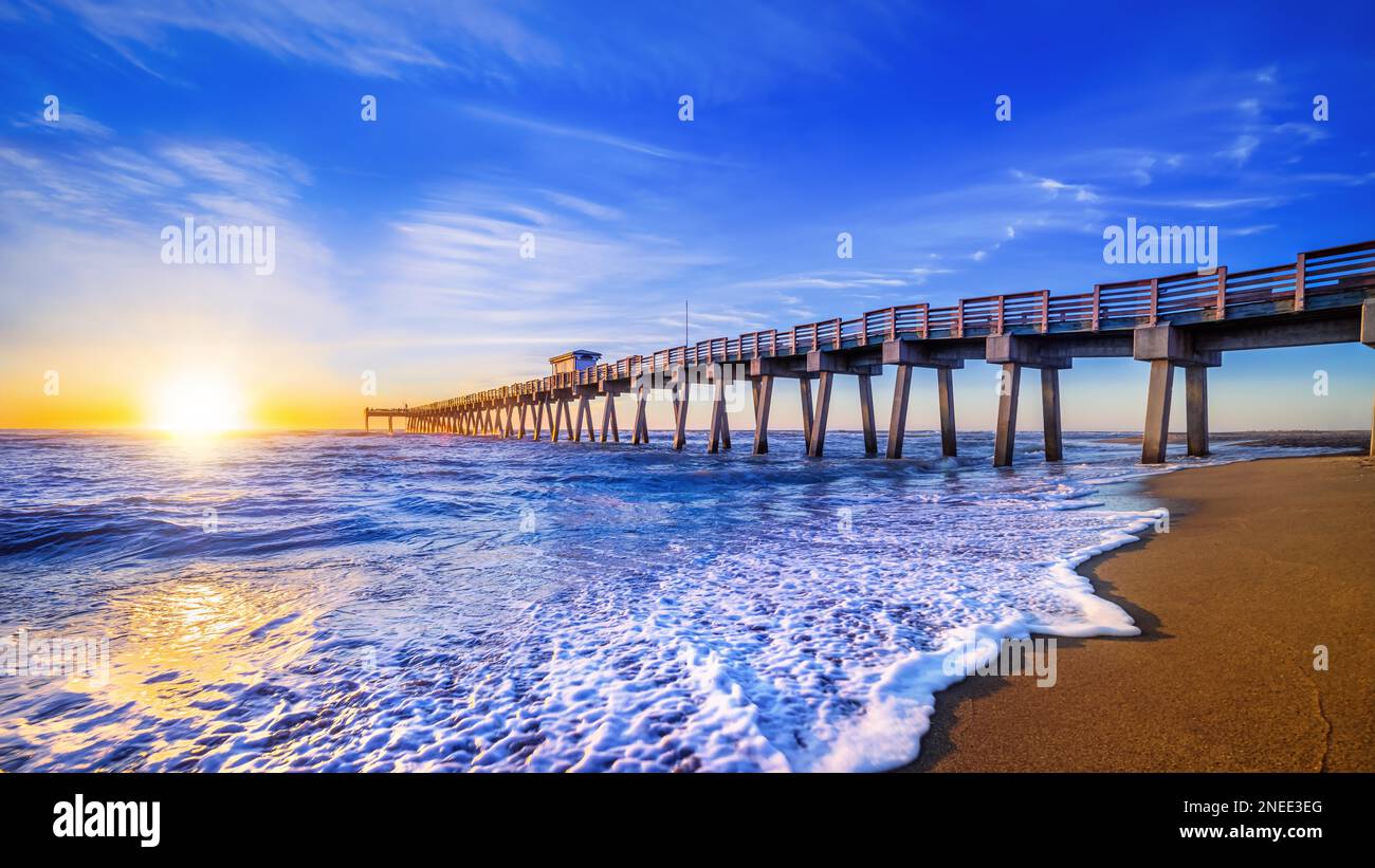 Sonnenuntergang am berühmten Pier von venice, florida Stockfoto