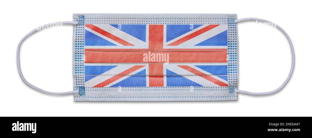 Isolierte Schutzmaske mit britischer Flagge Stockfoto