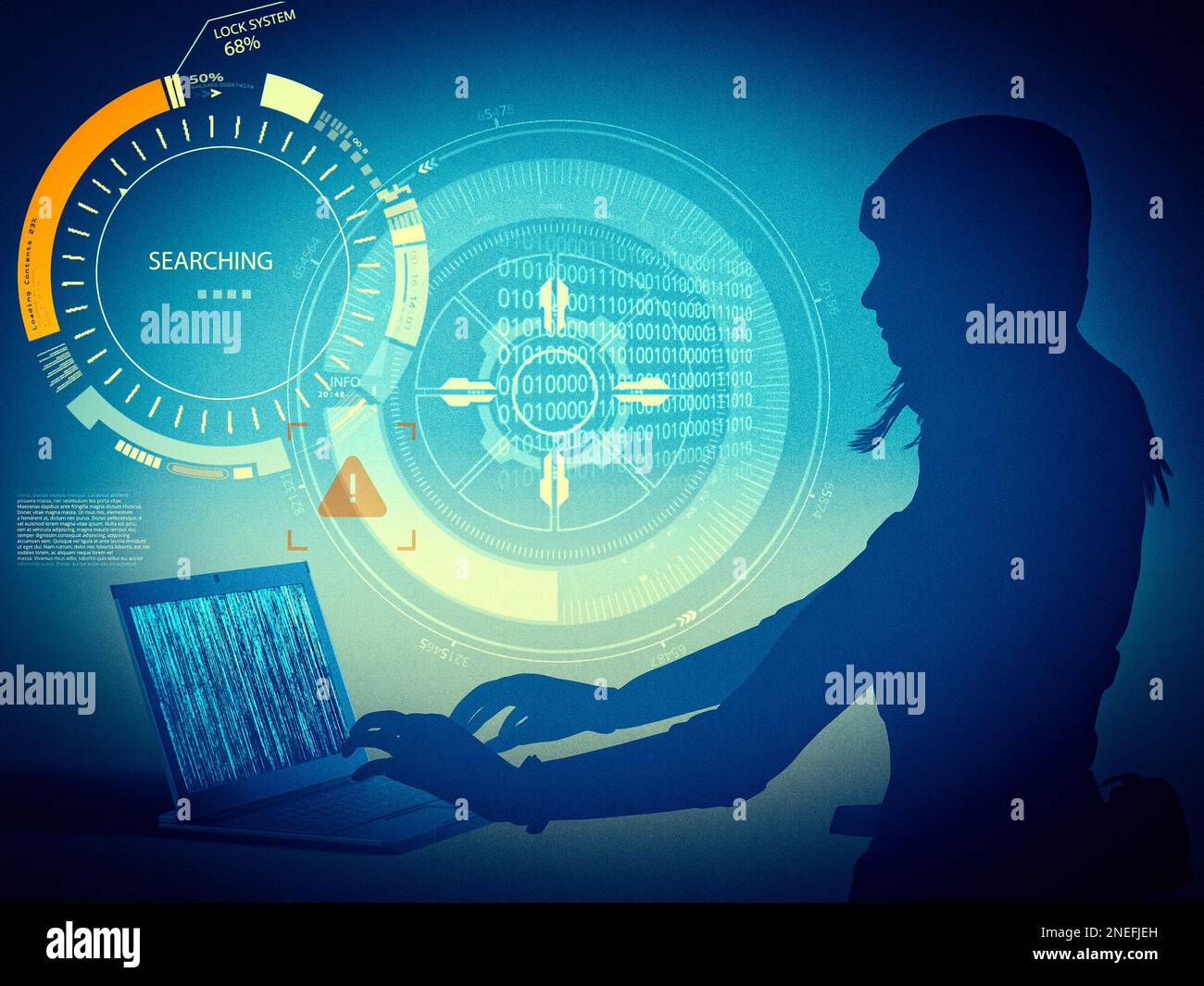 Diebstahl persönlicher Daten Akquisitionen, Betrug. Die Inhalte illegal, illegal kopierte Software. Hacker gegen die Datenbank. Sensible Informationen Stockfoto