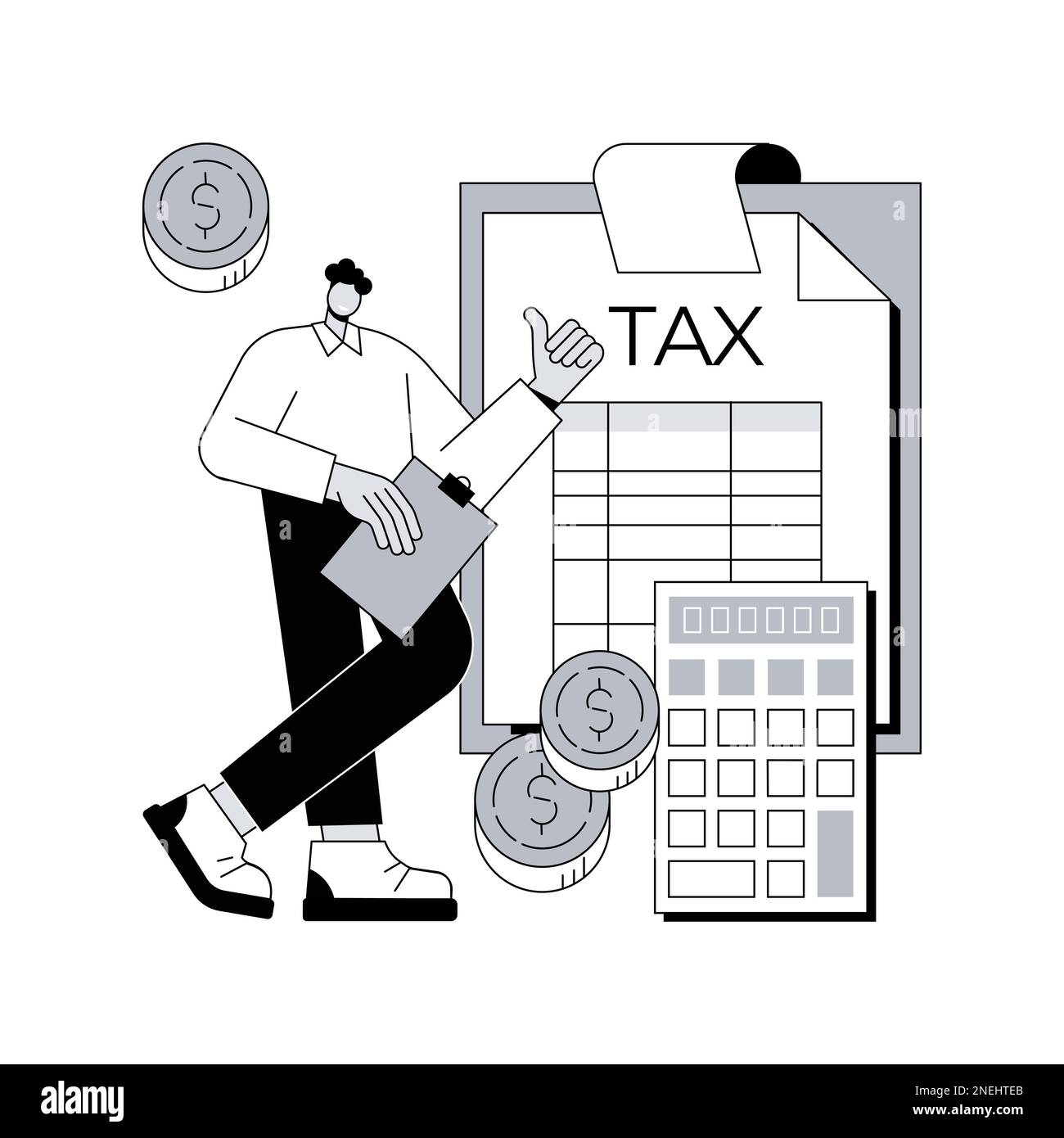 Nettoeinkommen Berechnung abstrakter Konzept Vektor Illustration. Gehaltsberechnung, Nettoeinkommensformel, Take Home Pay, Unternehmensbuchhaltung, Berechnung des Gewinns, Abstrakte Metapher der Gewinnschätzung. Stock Vektor