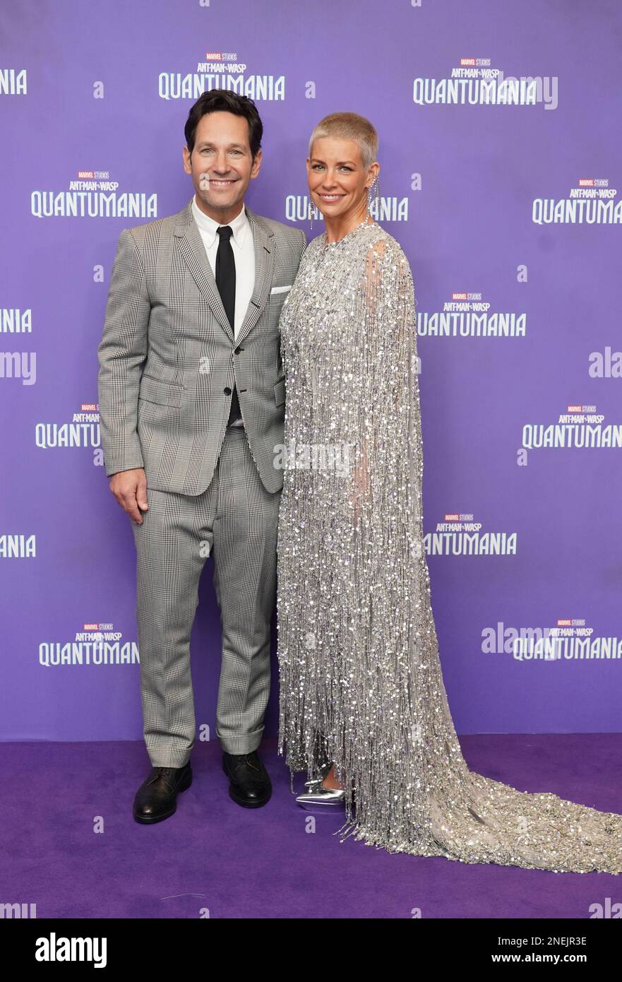 Paul Rudd und Evangeline Lilly besuchen die Gala-Vorführung von Ant-man und The Wasp: Quantumania im BFI Imax Waterloo in London. Foto: Donnerstag, 16. Februar 2023. Stockfoto