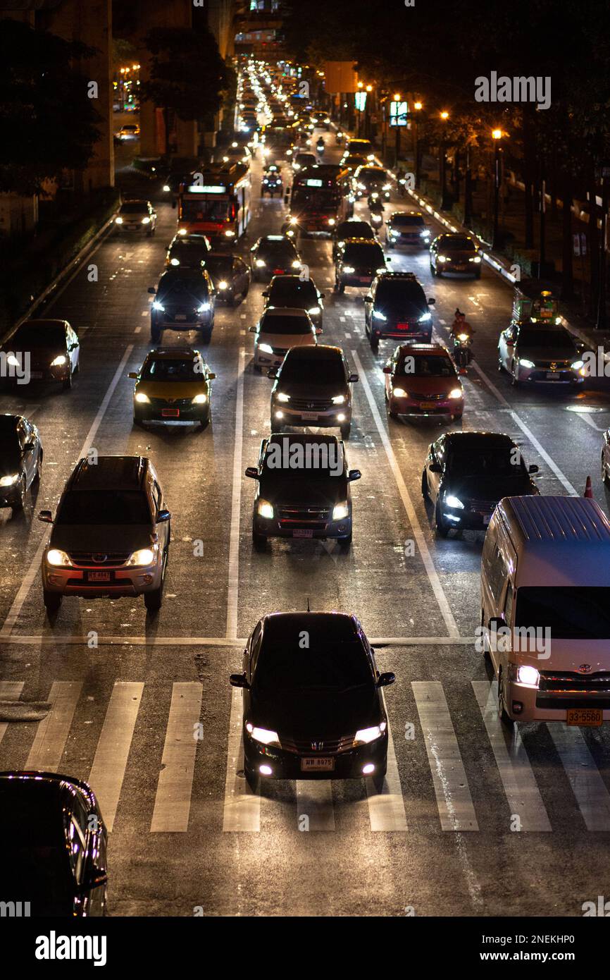Bangkok Verkehr bei Nacht - Thailand Stockfoto