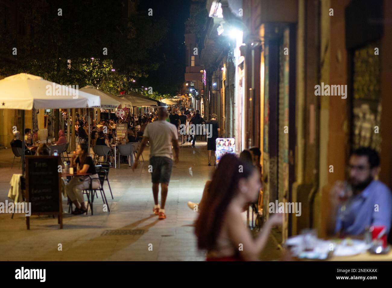 Pinchos Street Pincho Restaurants im Freien in Barcelona - Spanien Stockfoto
