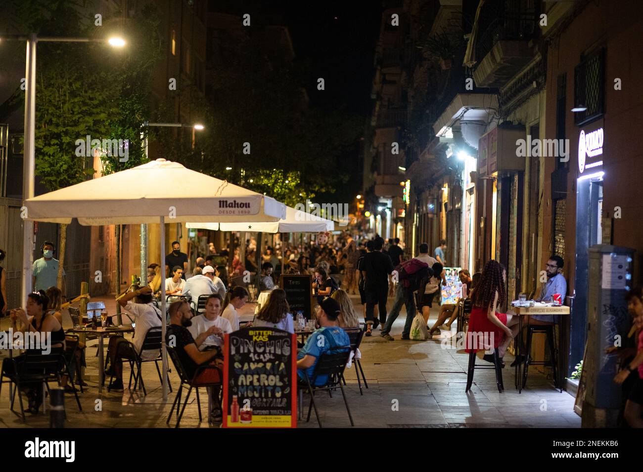 Pinchos Street Pincho Restaurants im Freien in Barcelona - Spanien Stockfoto
