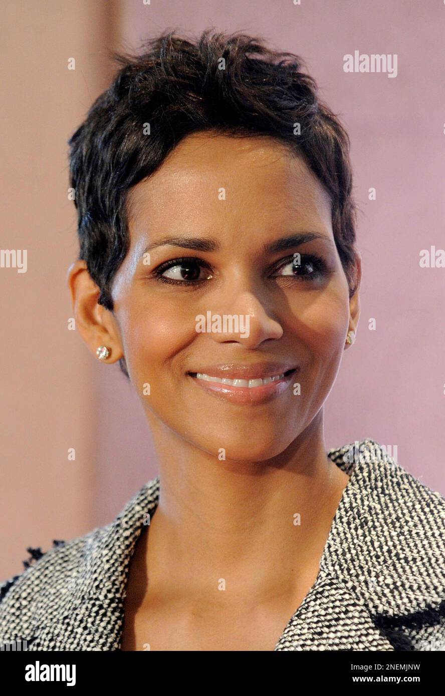 Halle Berry arrives at The Hollywood Reporter's Annual Women in Entertainment Breakfast in Beverly Hills, Calif., Friday, Dec. 4, 2009. (AP Photo/Chris Pizzello) Stockfoto