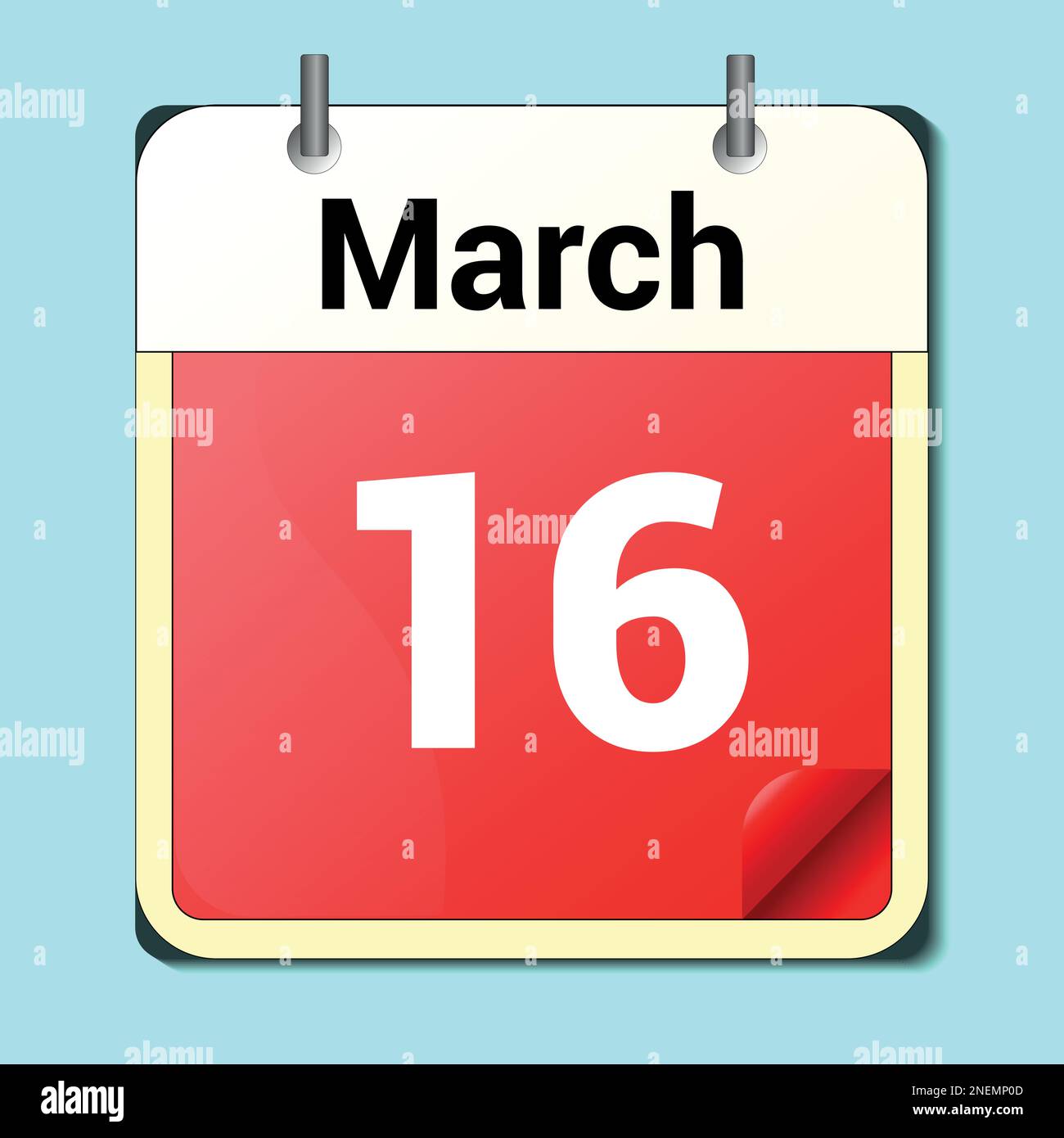 Tag im Kalender, Vektorbildformat, März 16 Stock Vektor