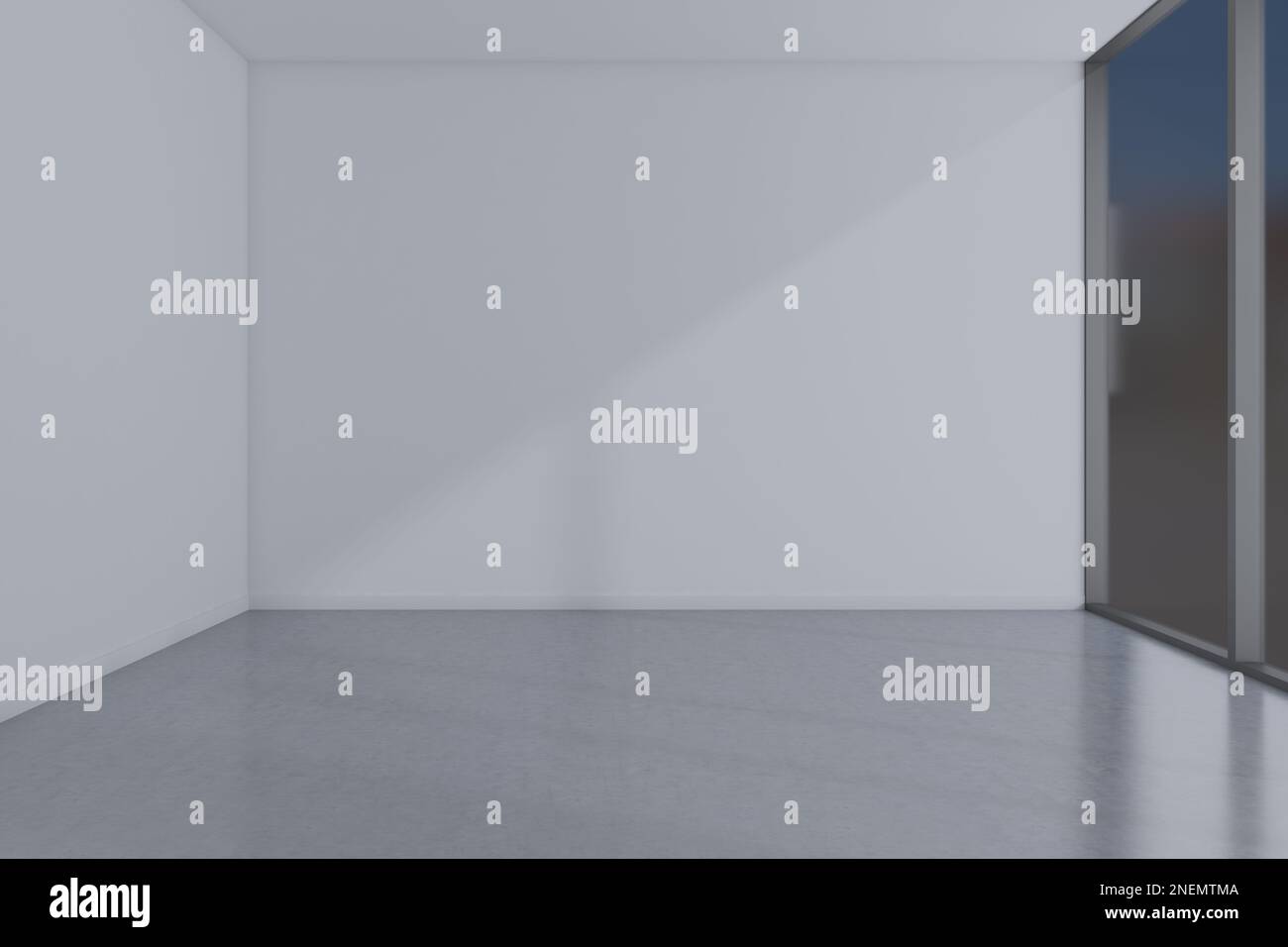 Das Innere eines leeren Raums mit weißen Wänden Stockfoto