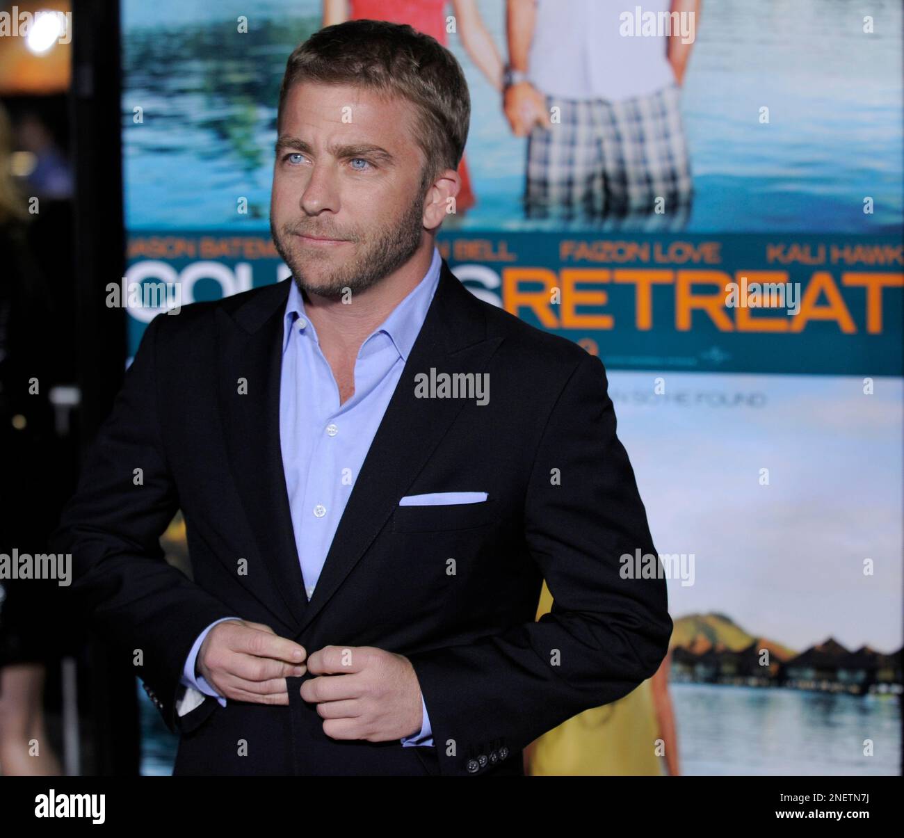 Peter Billingsley, director of "Couples Retreat," arrives at the premiere of the film in Los Angeles, Monday, Oct. 5, 2009. (AP Photo/Chris Pizzello) Stockfoto