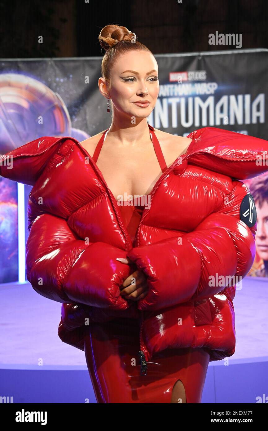 London, Großbritannien. 16. Februar 2023 Elz the Witch persenter beim UK Gala Screening of Ant-man and the Wasp: Quantumania, beim BFI IMAX, Waterloo, London, UK. Foto: 16. Februar 2023. Stockfoto