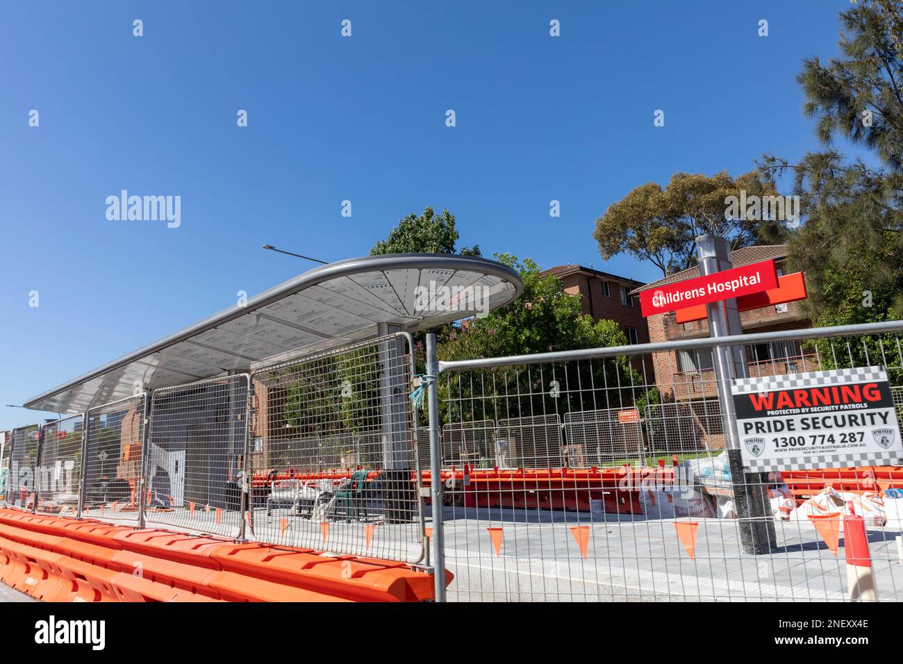 Westmead Health Precinct, Sydney, Kinderkrankenhaus Stadtbahn Haltestelle auf Parramatta Stadtbahn im Bau,Western Sydney,NSW,Australien Stockfoto