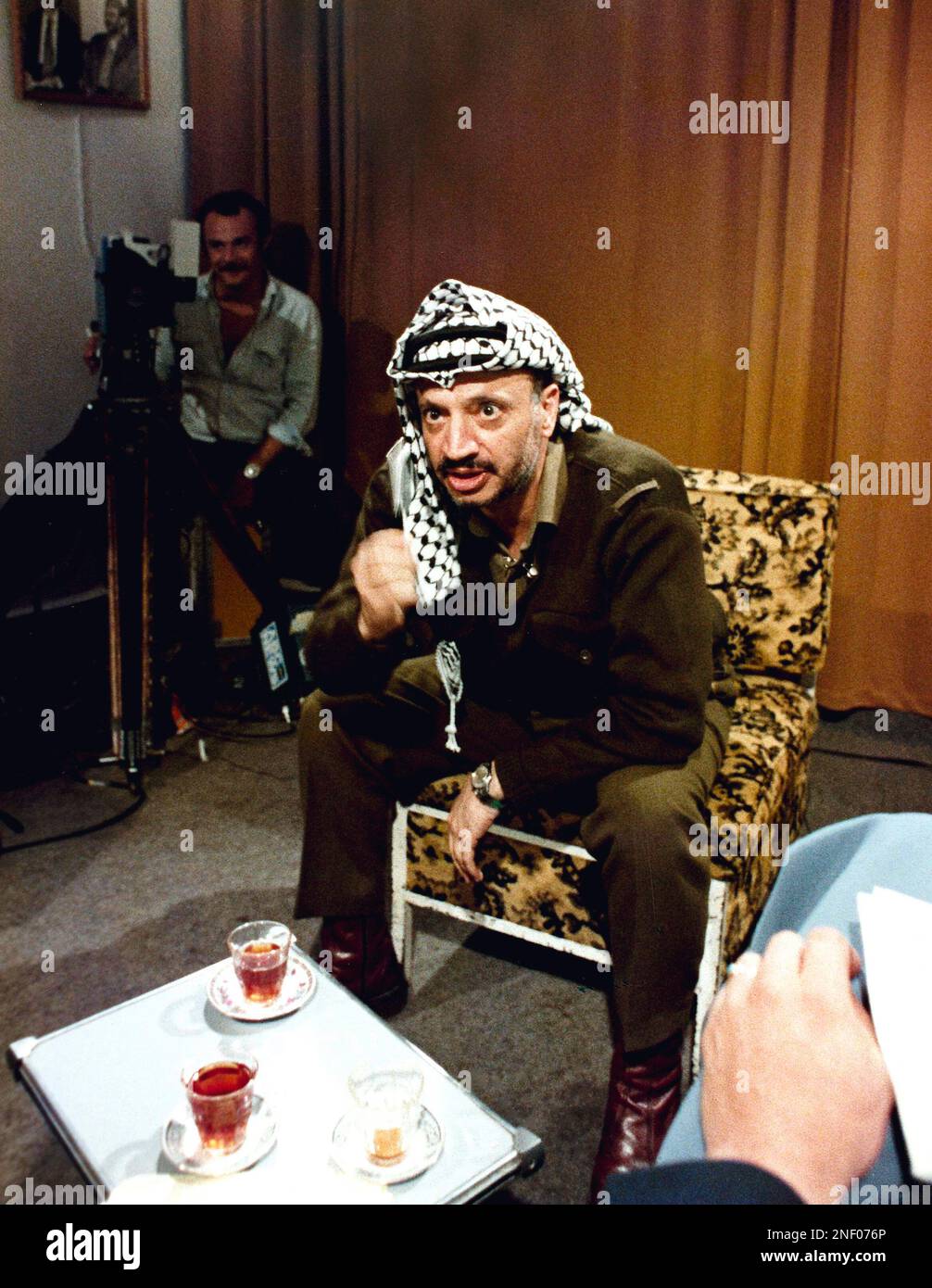 Palestinian leader Yasser Arafat is seen during an interview in Beirut