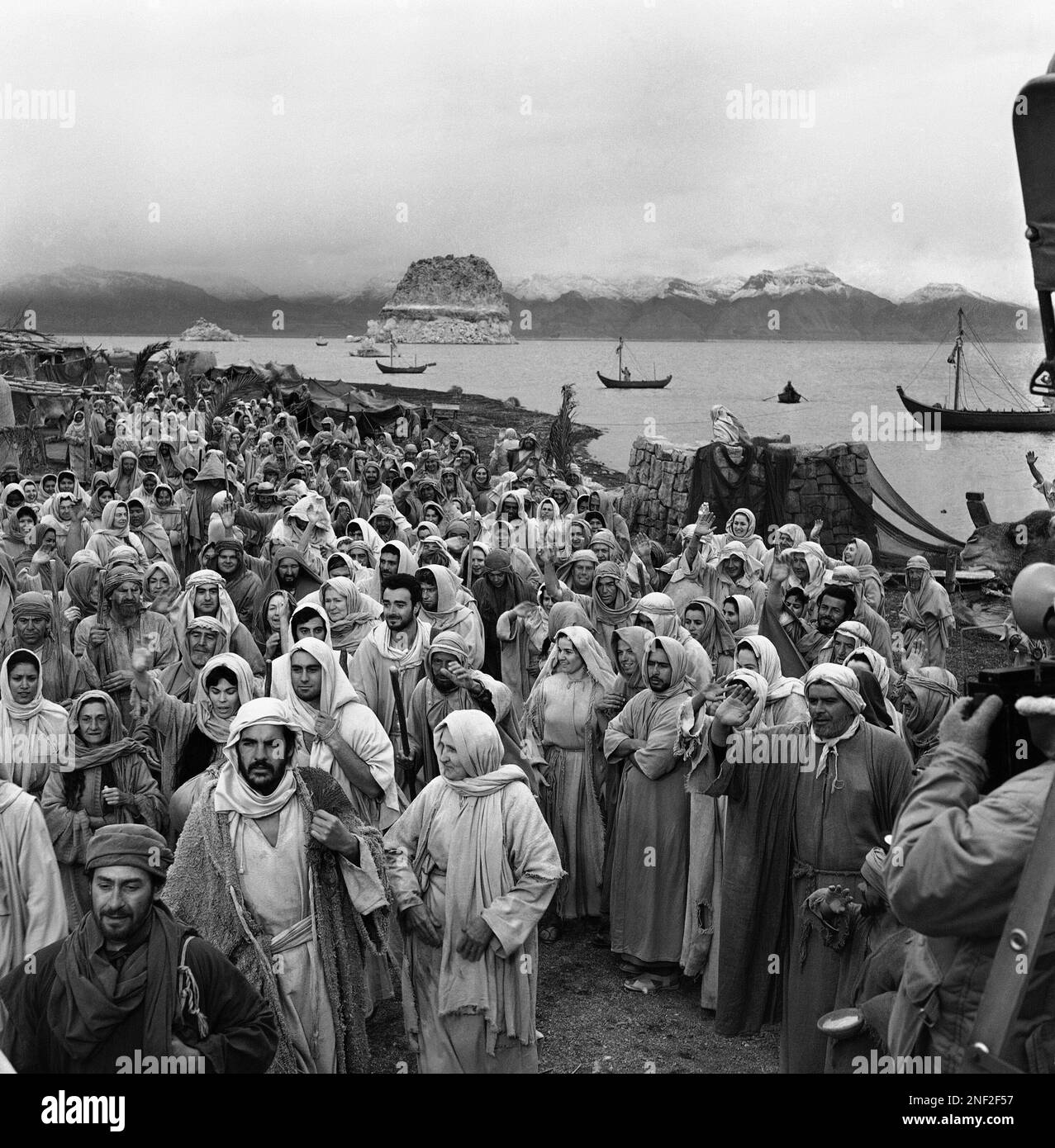 The whiterobed figure of Jesus, center, portrayed by Swedish actor Max