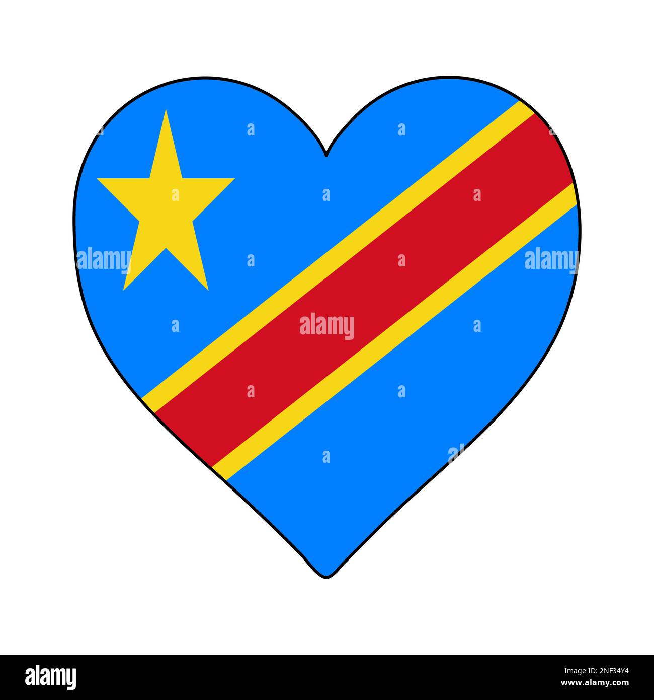 Demokratische Republik Kongo - Herzform Flagge. Ich liebe die Demokratische Republik Kongo. Besuchen Sie die Demokratische Republik Kongo. Mittleres Afrika. Afrika Stock Vektor