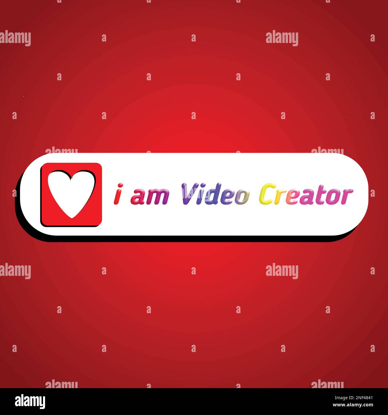 Ein Vektorsymbol I am Video Creator mit isolierter Herzform auf rotem Hintergrund. Kreative Rollen, Symbol für Videozeichen für Vorlagen Stock Vektor