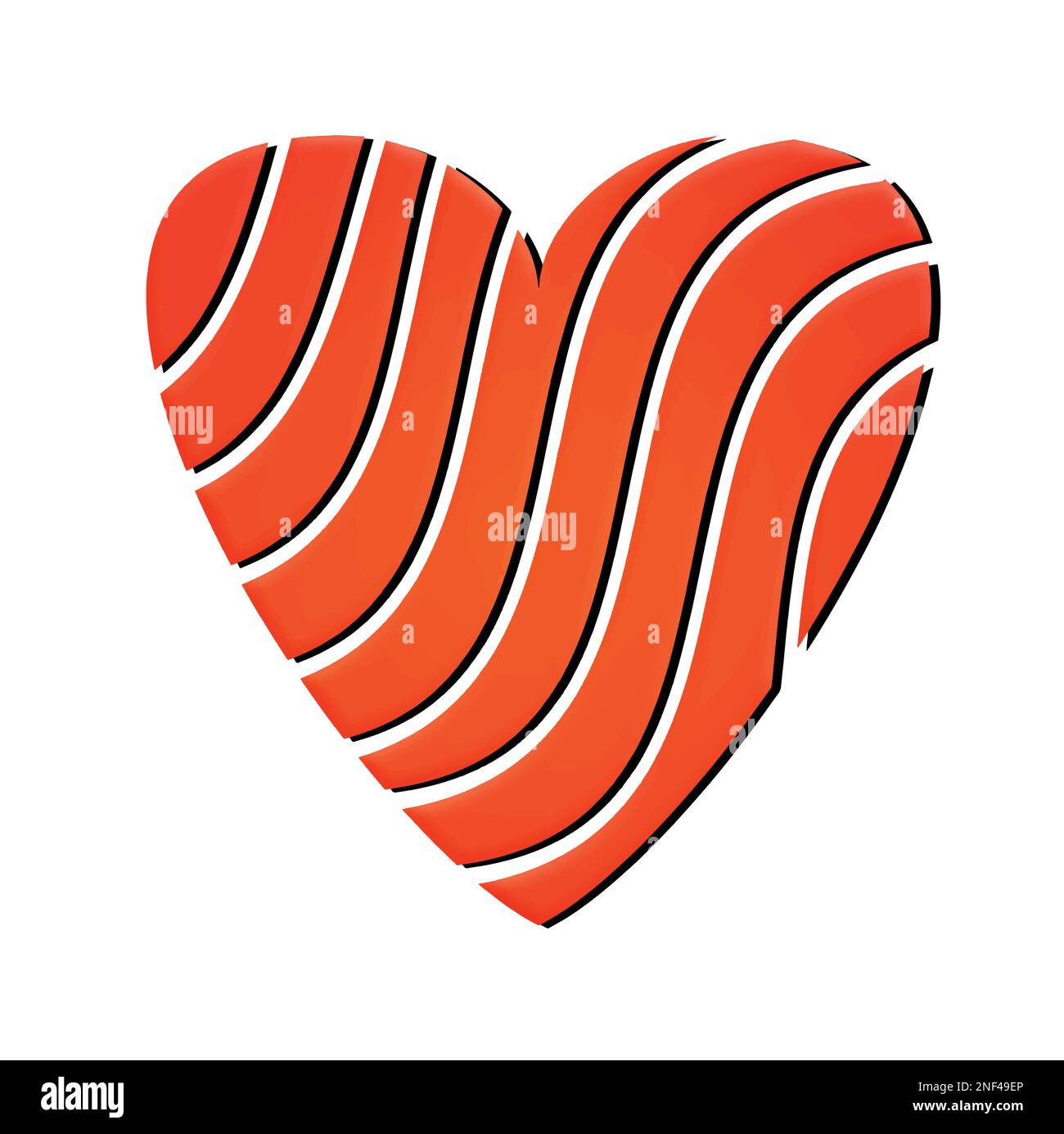 Eine Vektordarstellung schöne gebrochene Herzform isoliert auf weißem Hintergrund. Stilisierte und schöne Form von rotem Herz. Elegantes Liebeszeichen. Stock Vektor