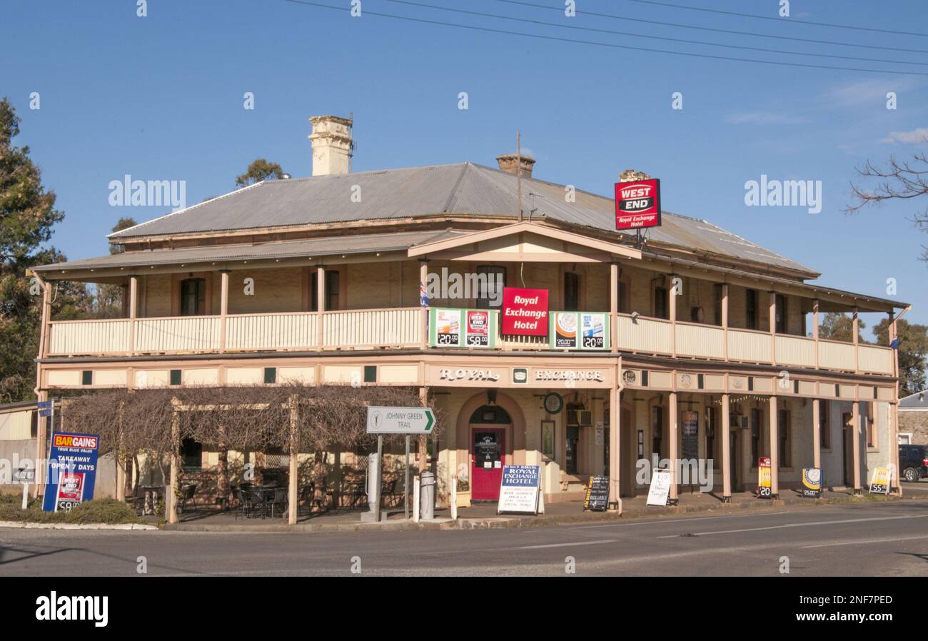 Ein Hotel aus dem 19. Jahrhundert in der historischen Kupferminenstadt Burra, im mittleren Norden Südaustraliens Stockfoto