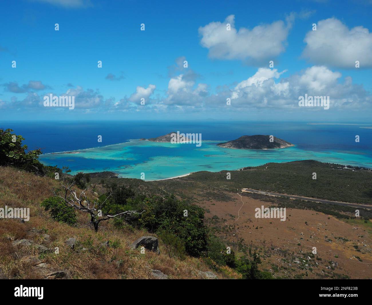 Blick auf das Riff und die Inseln von Köchen Blick auf Lizard Island, Australien Stockfoto