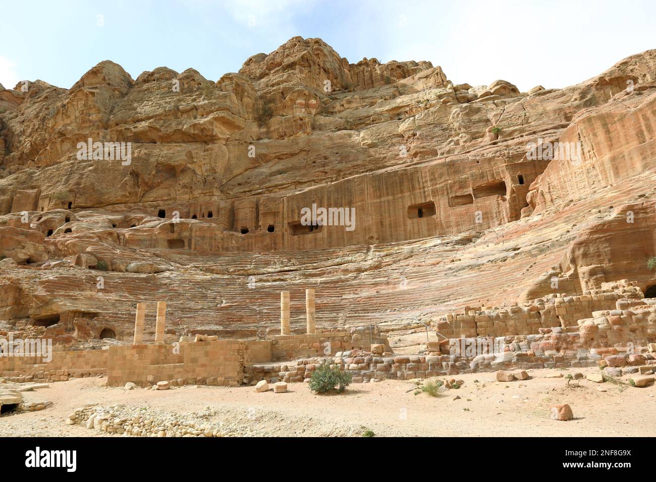 Das Theater, verlassene Felsenstadt Petra, al-Batra, Hauptstadt des Reiches der Nabatäer, Jordanien, UNESCO-Weltkulturerbe / das Theater, verlassen Stockfoto