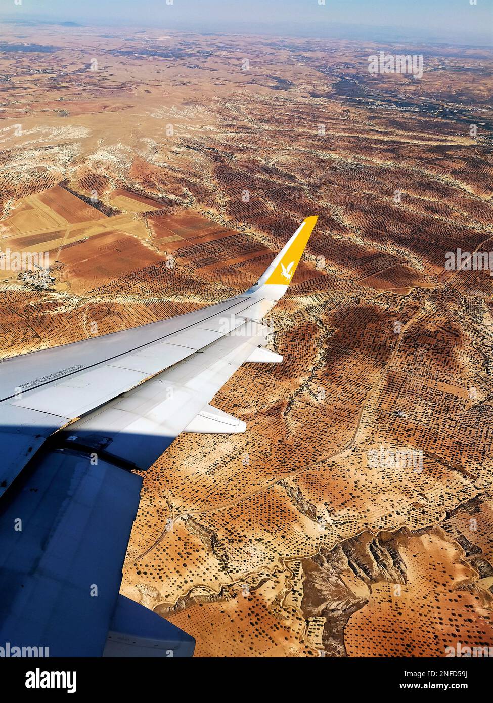Blick auf die Berge vom Flugzeug in Adiyaman, Türkei. Stockfoto