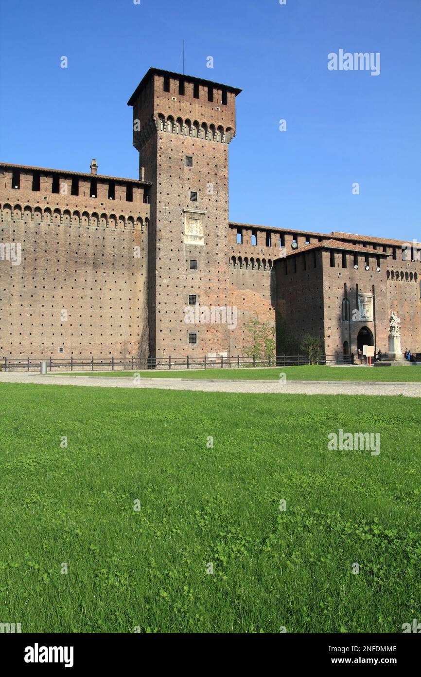 Mailand, Italien. Castello Sforzesco (Castello Sforzesco) - altes Wahrzeichen der Lombardei. Stockfoto