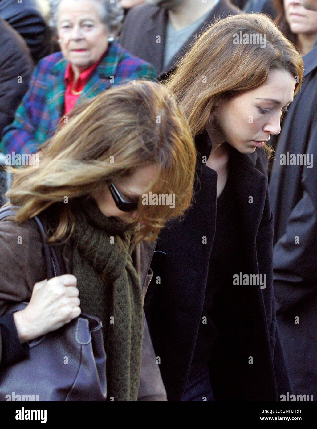 French actress Nathalie Baye, left, and her daughter Laura Smet arrive 