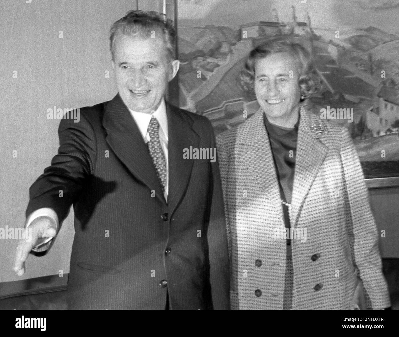 Romania's President Nicolae Ceausescu, and his wife Mrs. Elena ...
