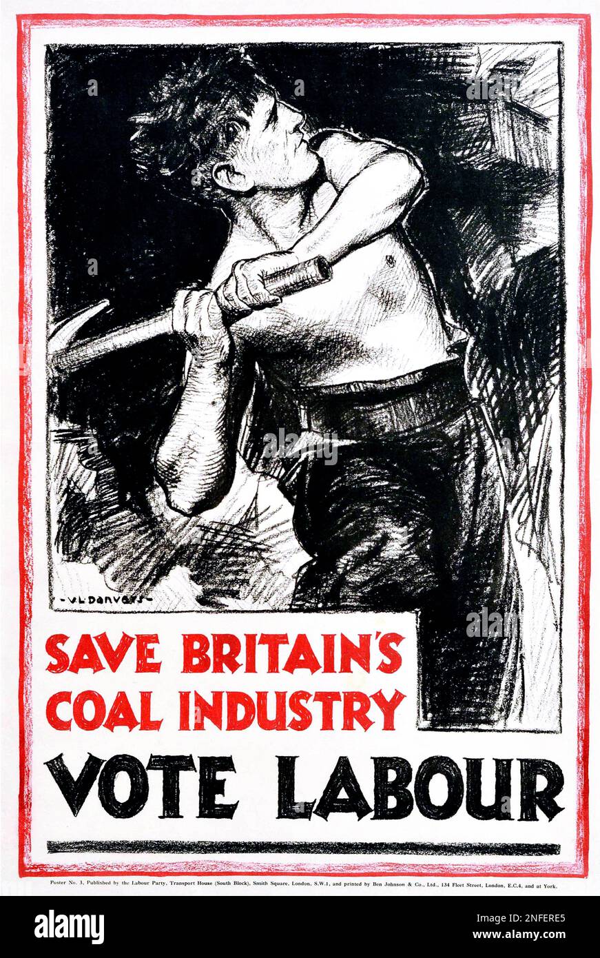 1930er Poster der britischen Labour Party – Save Britain's Coal Industry, Vote Labour Stockfoto