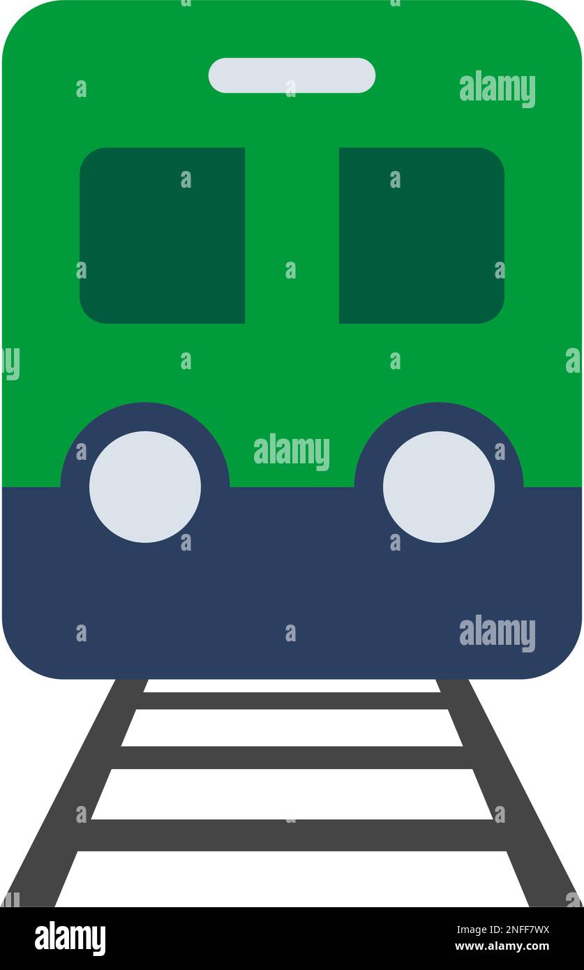 Flacher Zug. U-Bahn und Eisenbahn. Bearbeitbarer Vektor. Stock Vektor