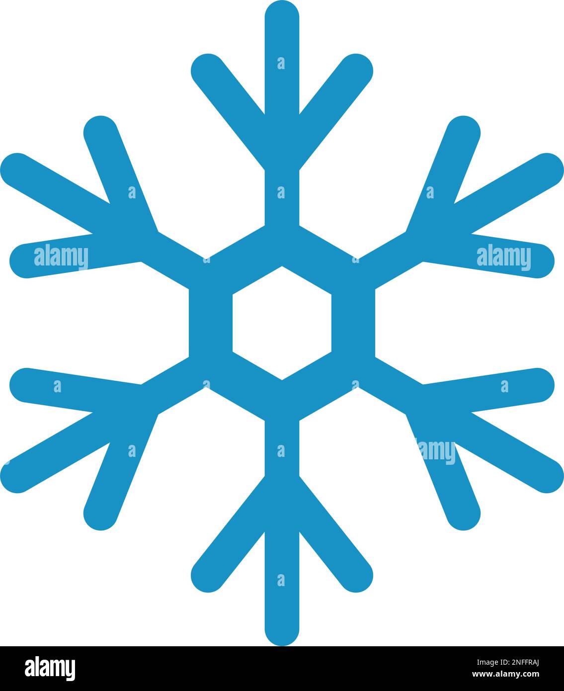 Blaues Schneeflockensymbol. Eiskristall. Symbol für Winter und Kälte. Bearbeitbarer Vektor. Stock Vektor