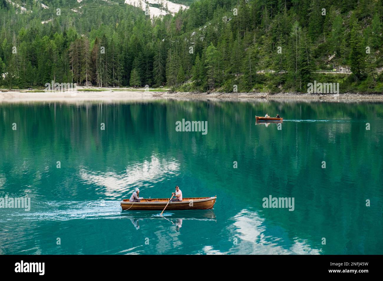 Italien. Trentino Alto Adige. Braies See. lago di Braies Stockfoto