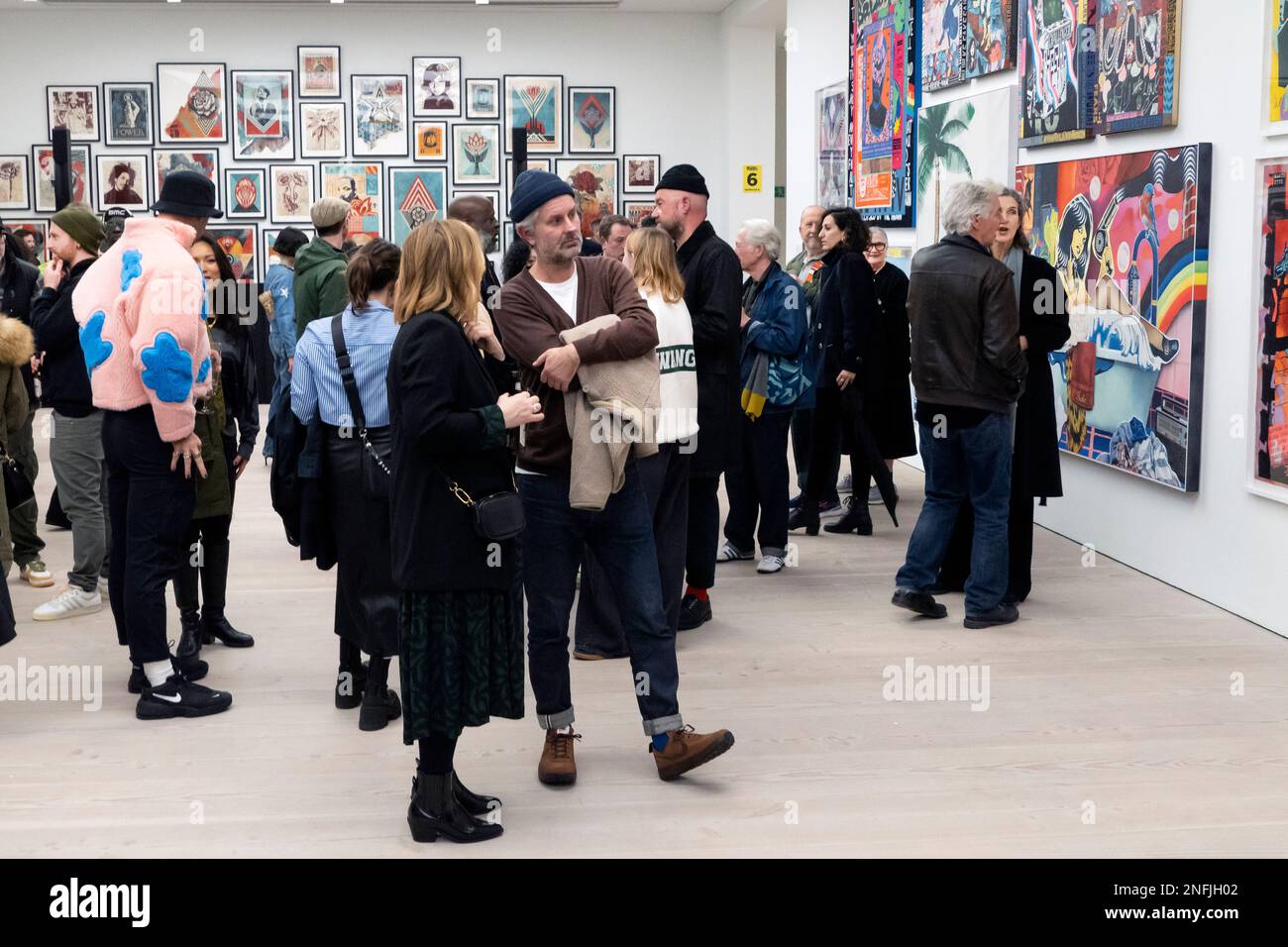 Die Eröffnung der Street Art-Ausstellung 'Beyond the Streets' in der Saatchi Gallery London 16/2/2023 Stockfoto