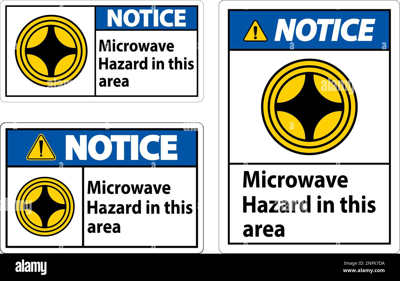 Beachten Sie das Schild „Gefahr durch Mikrowellen“ in diesem Bereich mit  dem Symbol Stock-Vektorgrafik - Alamy