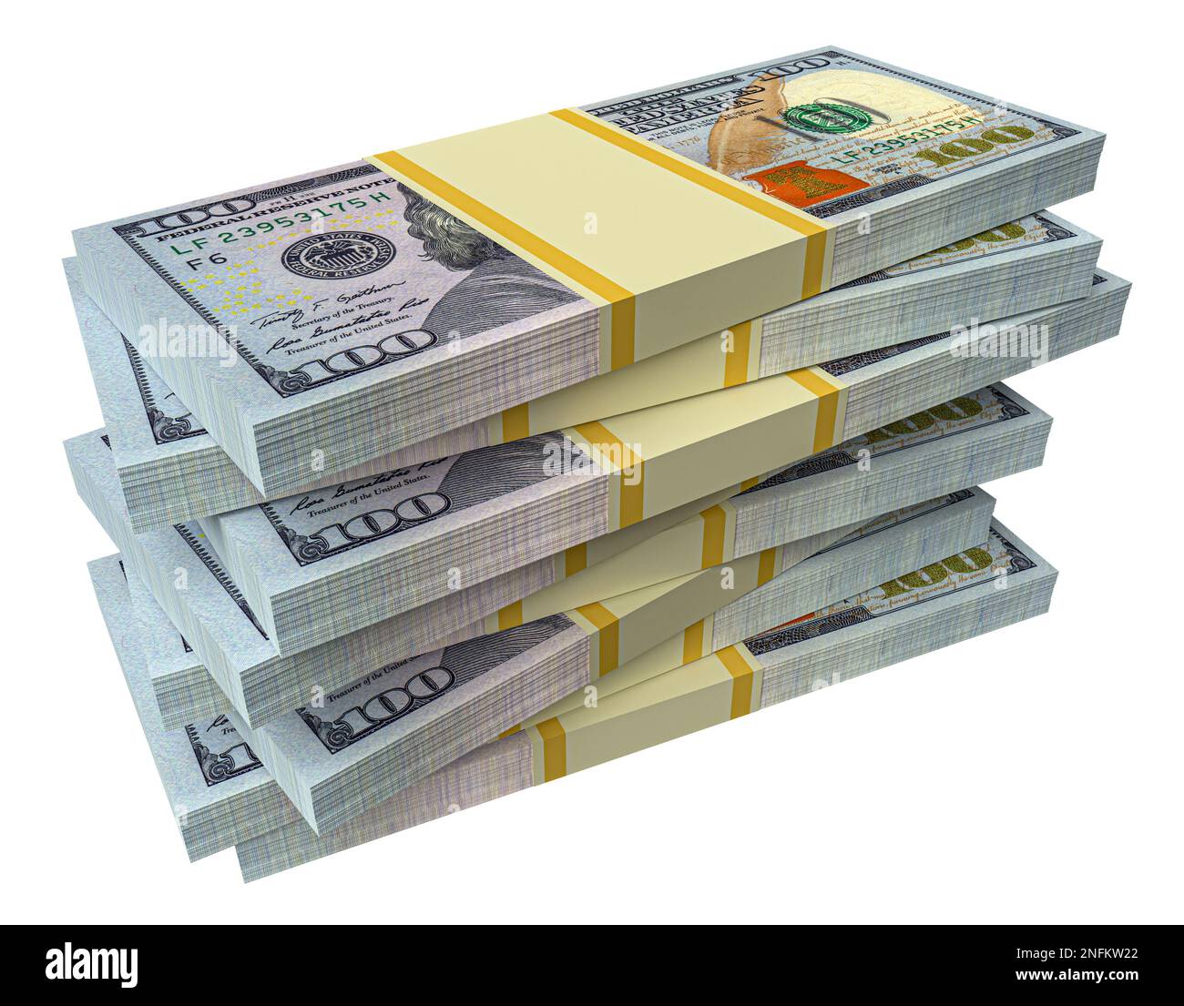 Geldstapel aus isolierten Dollars. Dollar-Finanzkonzeption. png transparent Stockfoto