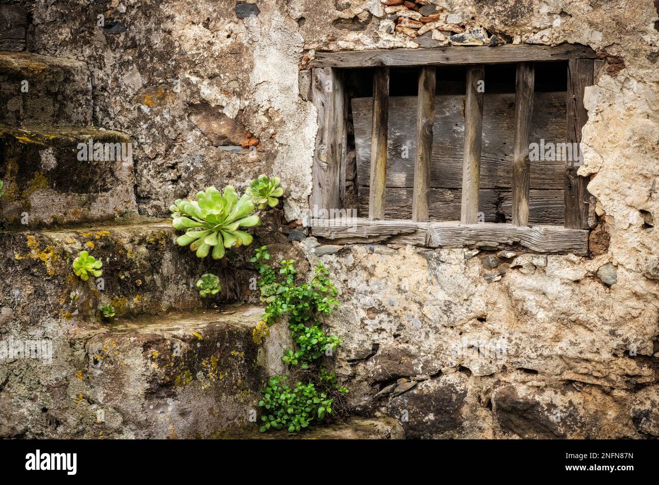 Details aus dem alten Bauernhaus, El Palmar, Teneriffa, Kanarische Inseln, Spanien Stockfoto