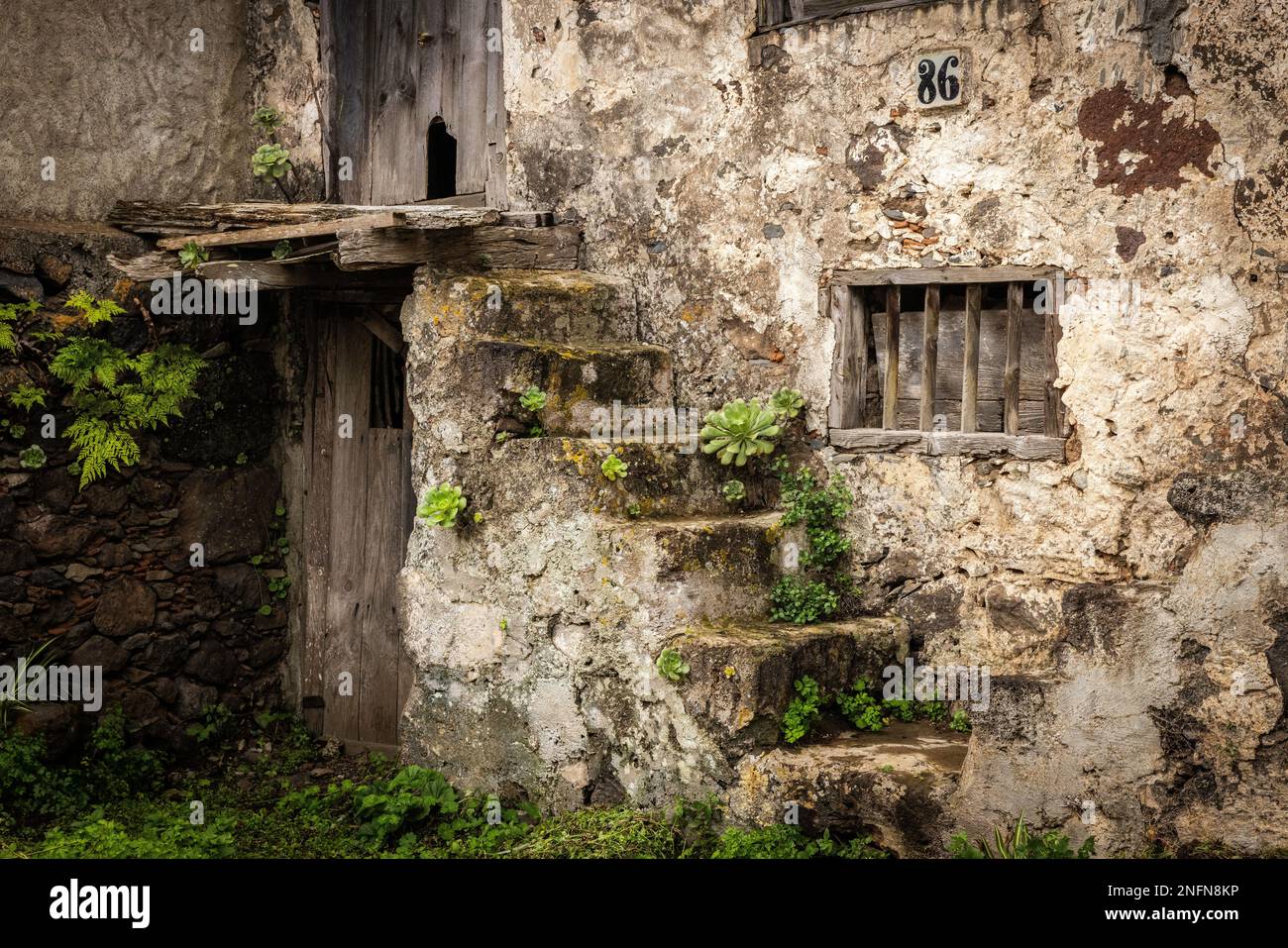 Details aus dem alten Bauernhaus, El Palmar, Teneriffa, Kanarische Inseln, Spanien Stockfoto