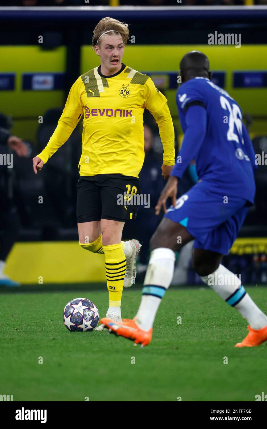 Dortmund, Deutschland, UEFA Champions League, Achtelfinale Borussia Dortmund : Chelsea FC 1-0 15. 02. 2023 im Signal-Iduna Park in Dortmund Julian BH. Stockfoto